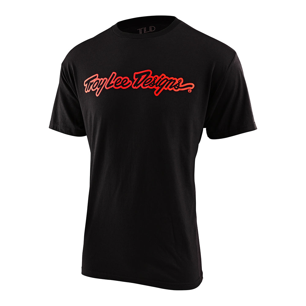 Kurzarm-T-Shirt Signature Schwarz/Glo Rot