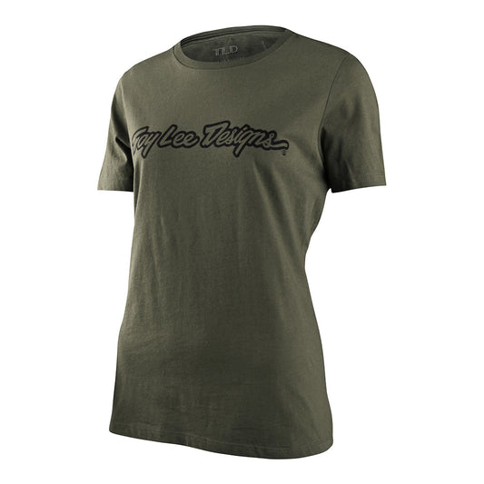 Wmns Kurzarm Tee Signature Military Grün