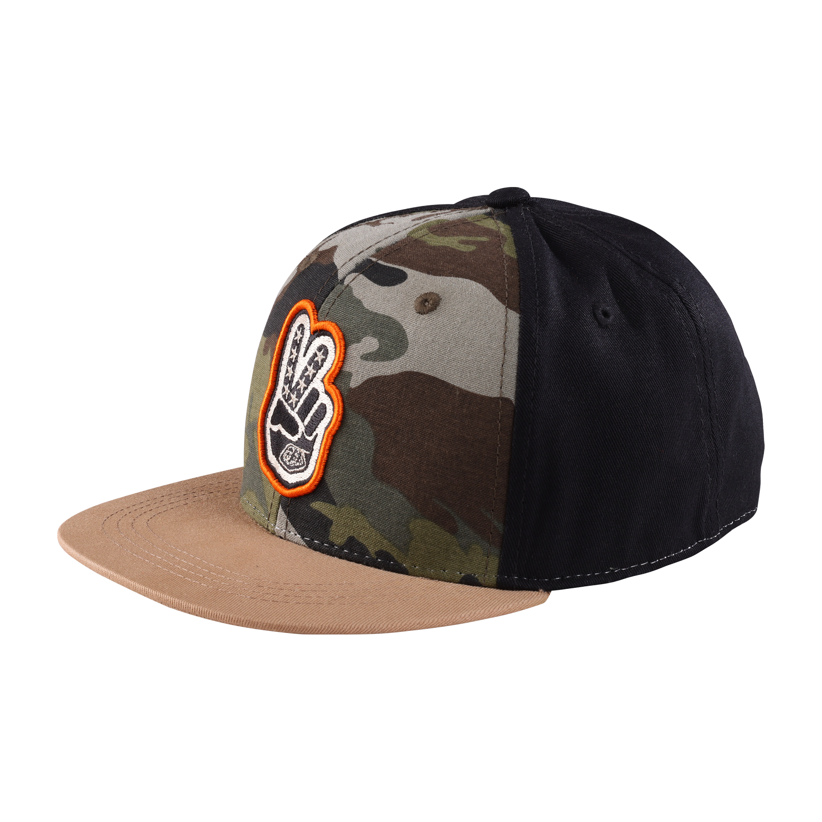 TLD Youth Flat Bill Snapback Peace Out Black / Forest Camo