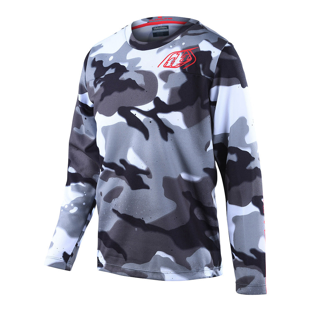 Troy Lee Designs Flowline-Trikot Für Kinder (Langärmlig) Spray Camo Weiß