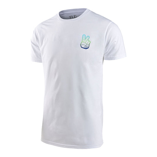 Kurzarm-T-Shirt Peace Out weiß / blau
