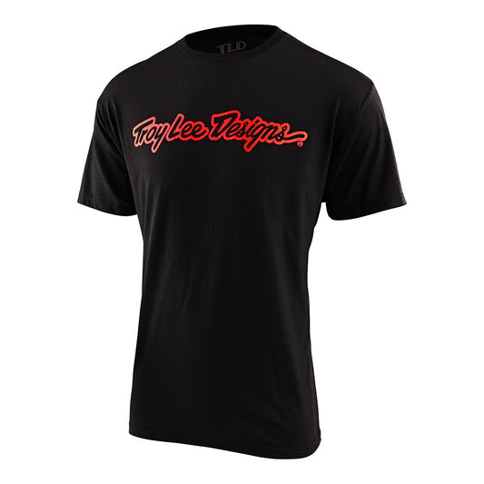 Kurzarm-T-Shirt Signature Schwarz/Glo Rot