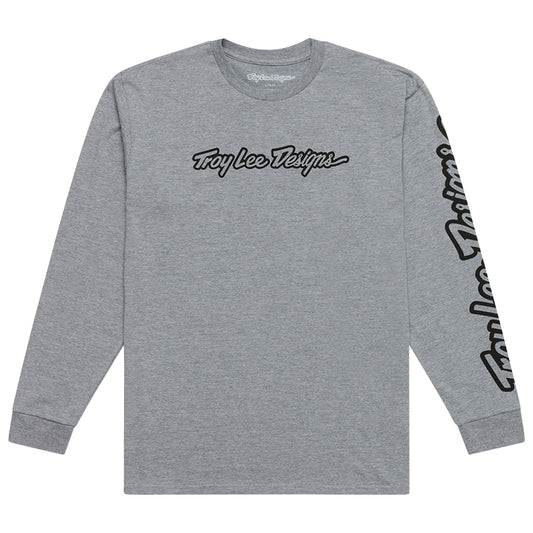 TLD Signature-Langarm-T‑Shirt, Grey Heather
