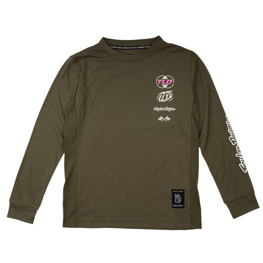 TLD Skyline Fahr-Langarm-T-Shirt für Kinder Worldwide, Kaperngrün
