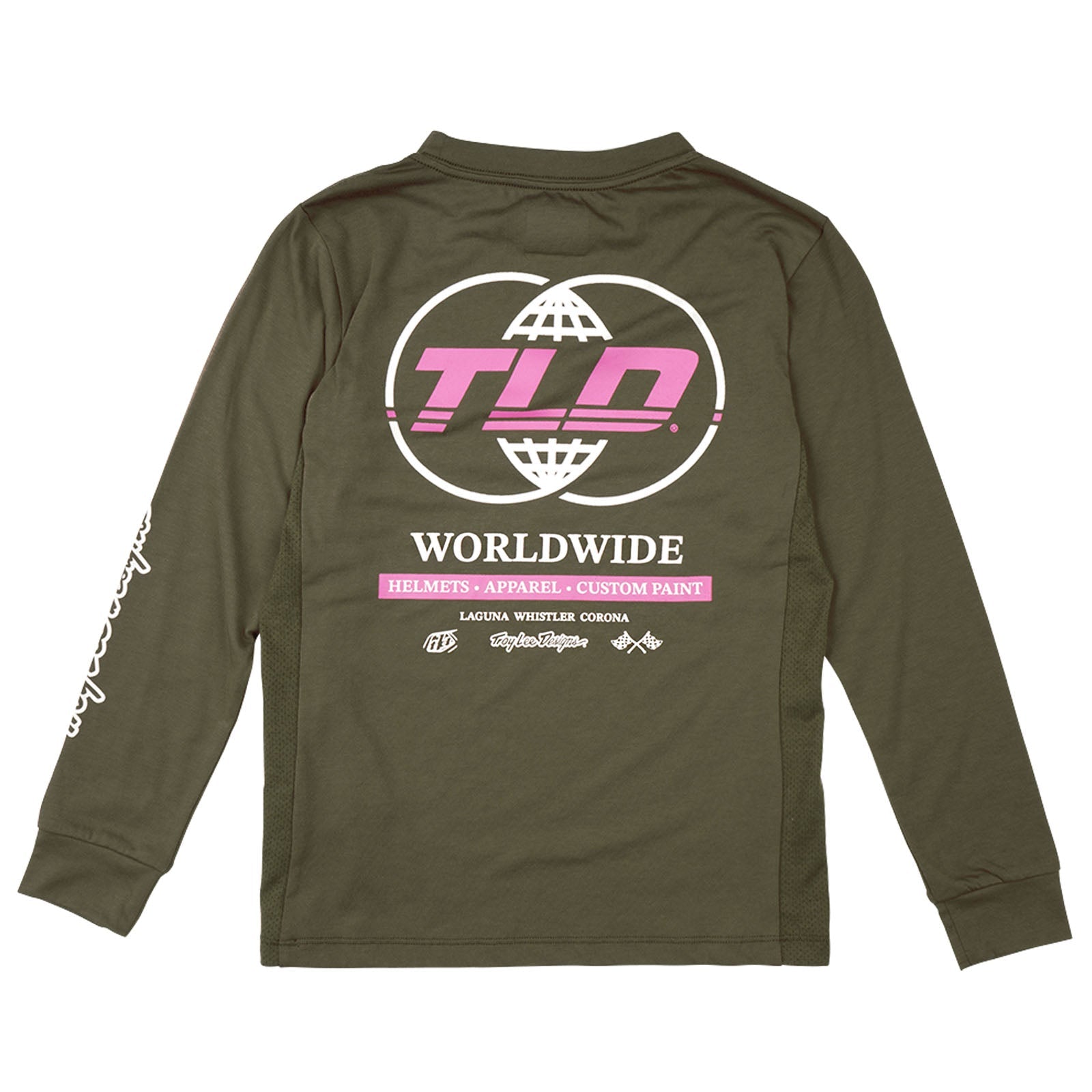 TLD Skyline Fahr-Langarm-T-Shirt für Kinder Worldwide, Kaperngrün