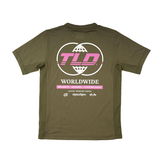 TLD Skyline Fahr-Kurzarm-T-Shirt für Kinder Worldwide, Kaperngrün