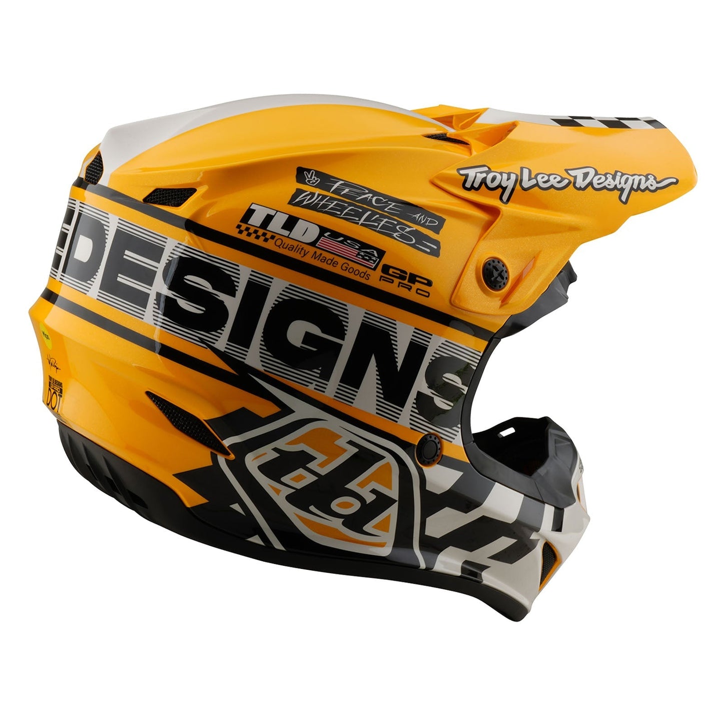 TLD SP25 GP Pro-Helm für Kinder mit MIPS Fünfzig-50, Weiß/Gold