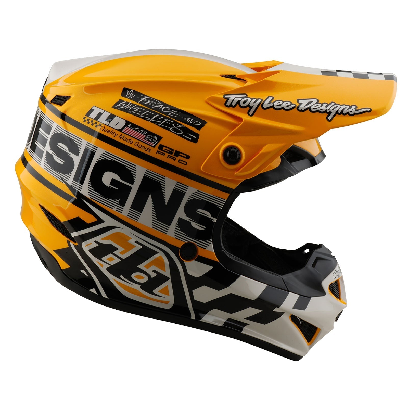 TLD SP25 GP Pro-Helm für Kinder mit MIPS Fünfzig-50, Weiß/Gold
