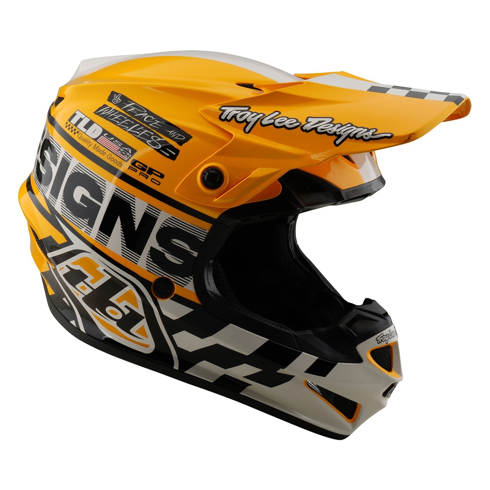 TLD SP25 GP Pro-Helm für Kinder mit MIPS Fünfzig-50, Weiß/Gold