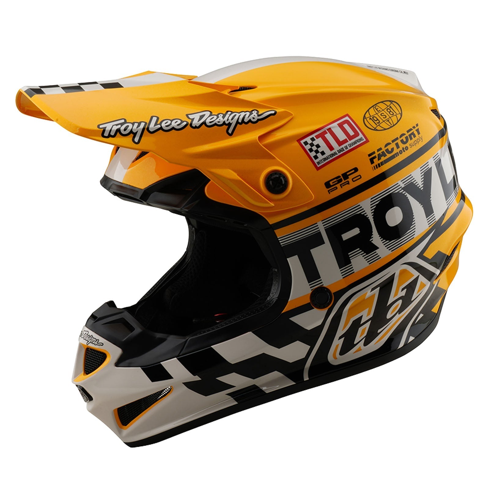 TLD SP25 GP Pro-Helm für Kinder mit MIPS Fünfzig-50, Weiß/Gold