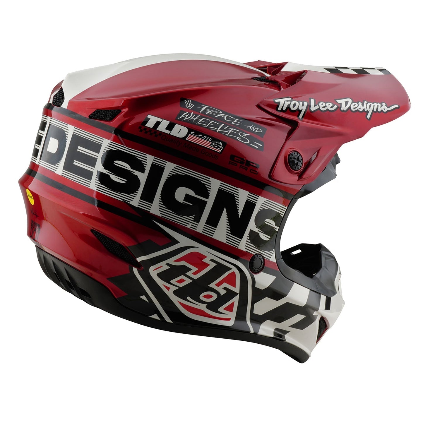 TLD GP Pro-Helm für Kinder mit MIPS Fünfzig-50, Weiß/Rot