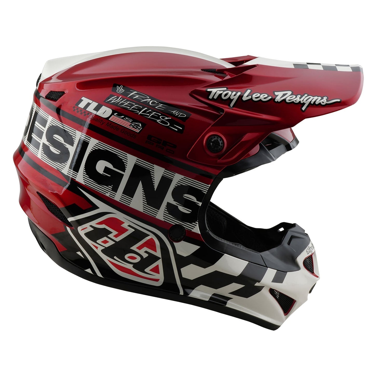 TLD GP Pro-Helm für Kinder mit MIPS Fünfzig-50, Weiß/Rot