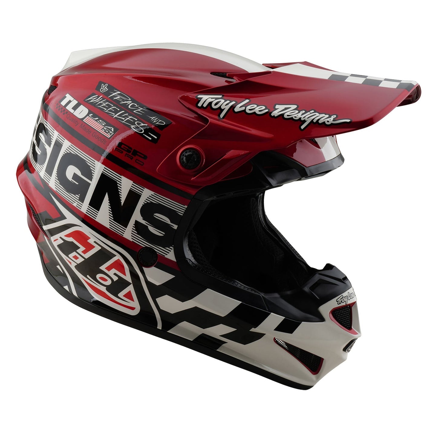 TLD GP Pro-Helm für Kinder mit MIPS Fünfzig-50, Weiß/Rot