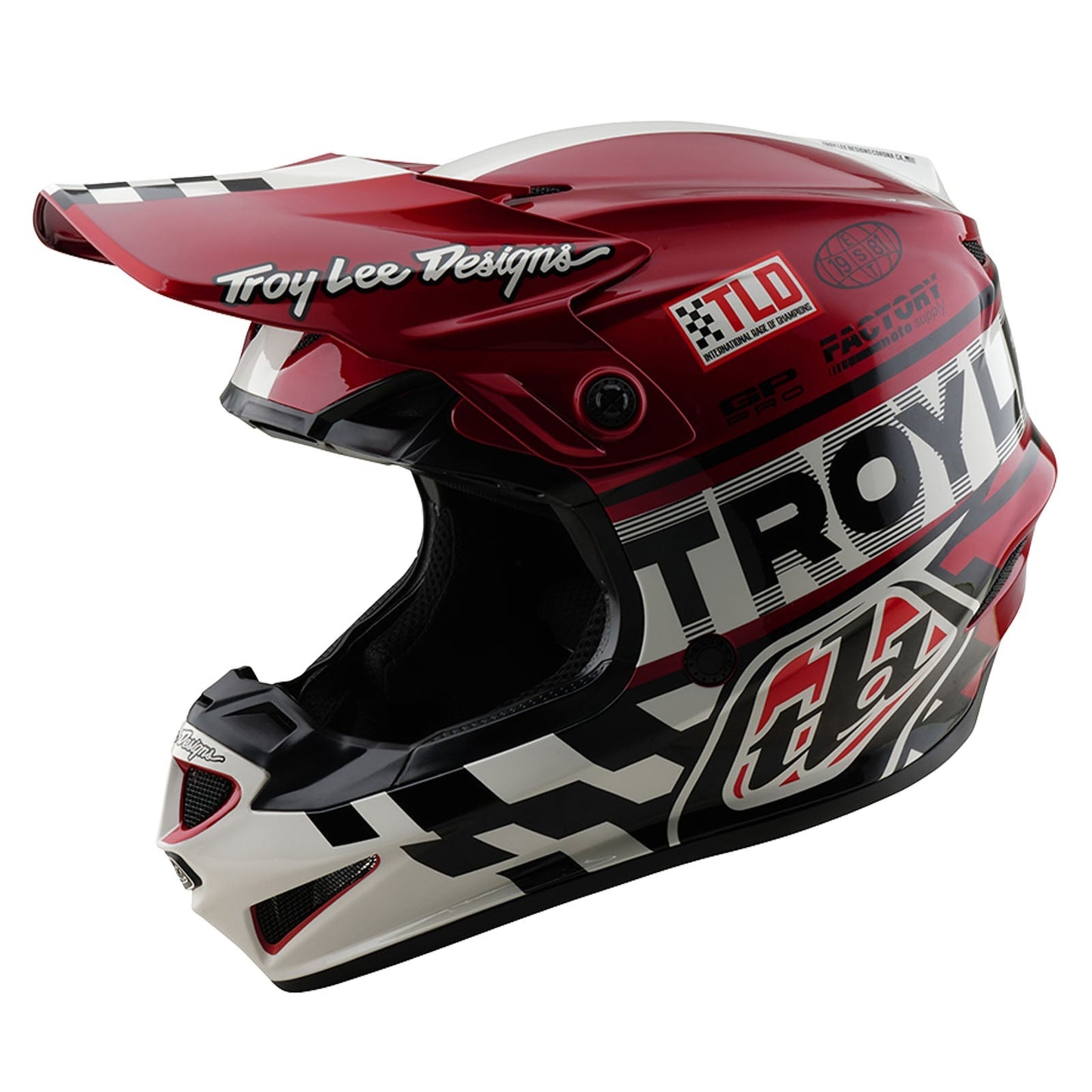 TLD GP Pro-Helm für Kinder mit MIPS Fünfzig-50, Weiß/Rot