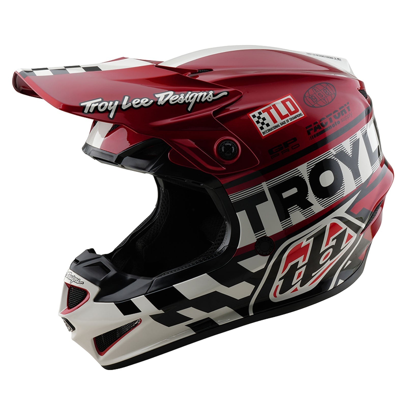 TLD GP Pro-Helm für Kinder mit MIPS Fünfzig-50, Weiß/Rot