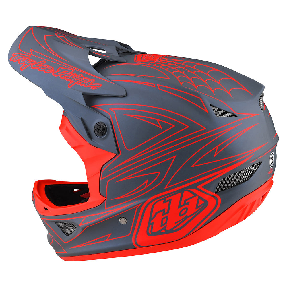 Troy Lee Designs D3 Fiberlite-Helm Spiderstripe Grau/Rot