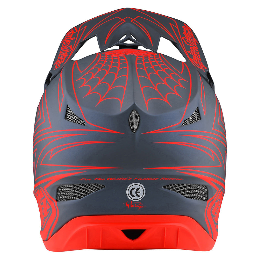 Troy Lee Designs D3 Fiberlite-Helm Spiderstripe Grau/Rot