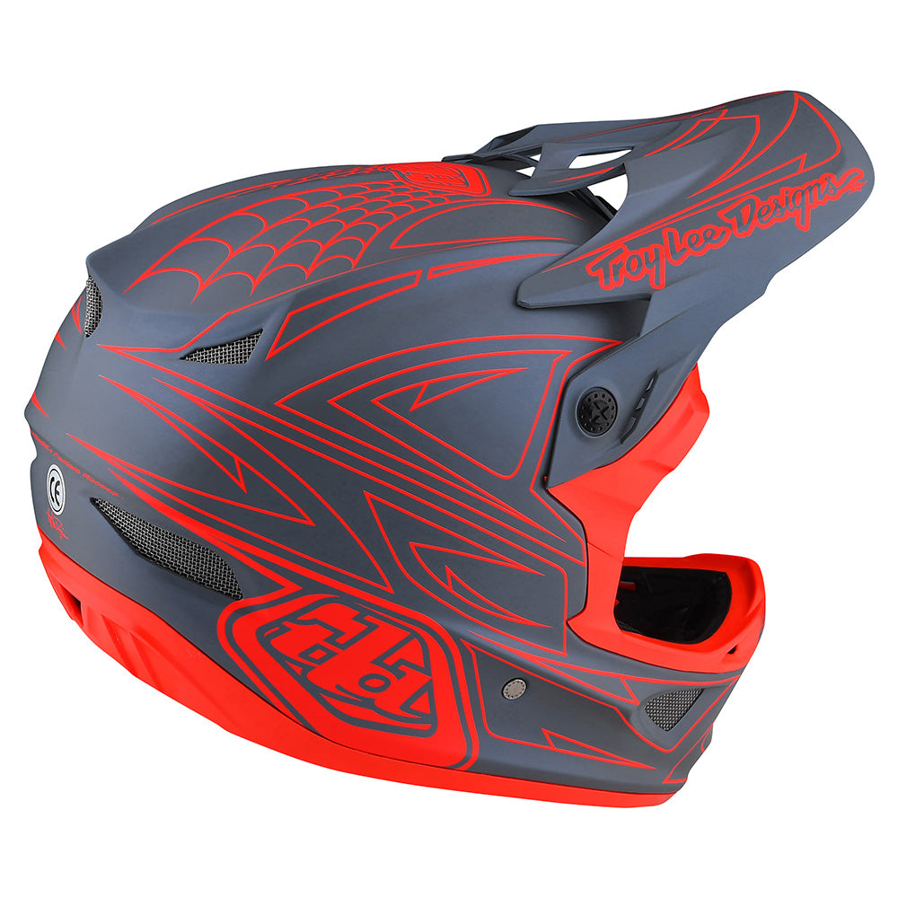 Troy Lee Designs D3 Fiberlite-Helm Spiderstripe Grau/Rot