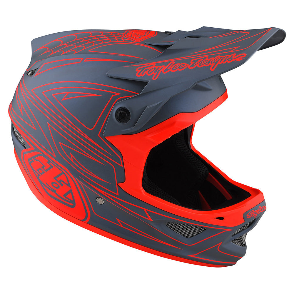 Troy Lee Designs D3 Fiberlite-Helm Spiderstripe Grau/Rot