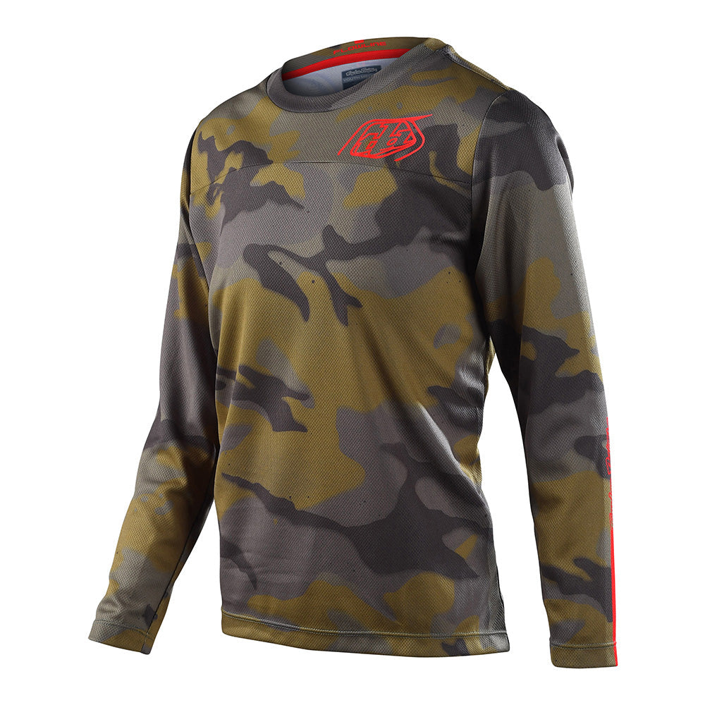 Troy Lee Designs Flowline-Trikot Für Kinder (Langärmlig) Spray Camo Army