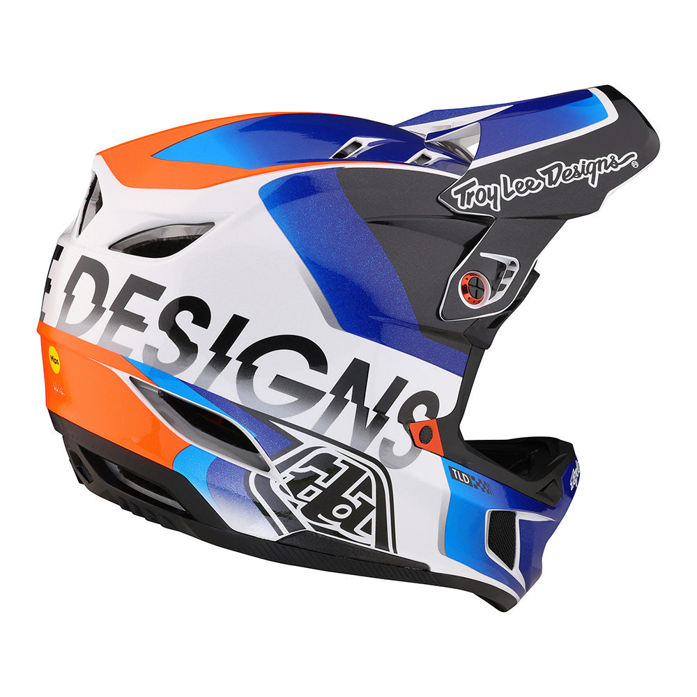 Troy Lee D4 Composite Helmet W/MIPS Qualifier White / Blue