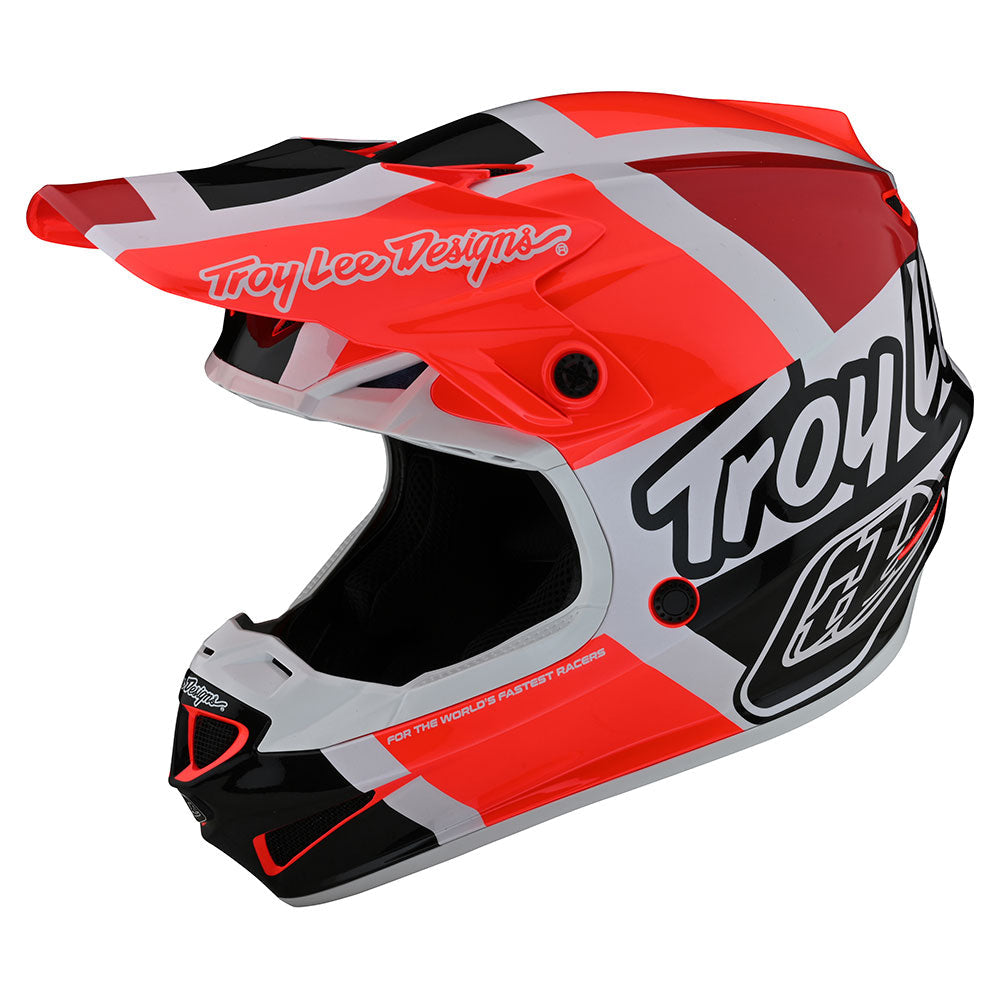 Troy Lee YOUTH SE4 POLYACRYLITE HELMET W/MIPS QUATTRO RED/CHARCOAL