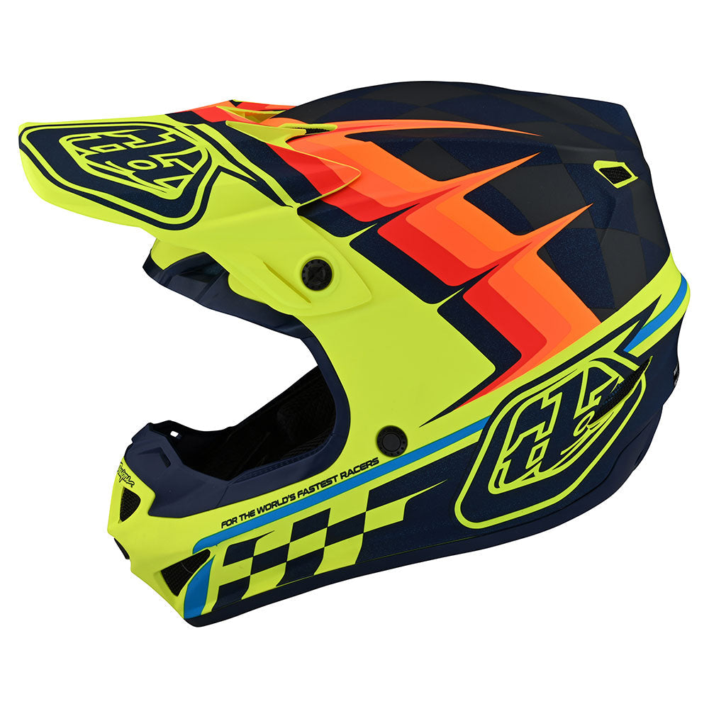 Troy Lee YOUTH SE4 POLYACRYLITE HELMET W/MIPS WARPED YELLOW