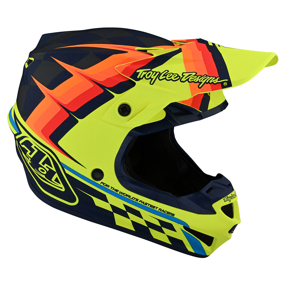 Troy Lee YOUTH SE4 POLYACRYLITE HELMET W/MIPS WARPED YELLOW
