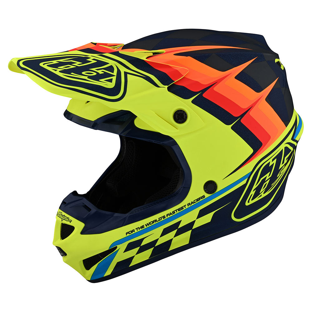Troy Lee YOUTH SE4 POLYACRYLITE HELMET W/MIPS WARPED YELLOW