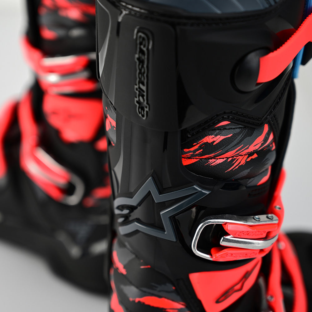 Troy Lee Alpinestars Tech 7 MX Boot Solid Black / Rocket Red