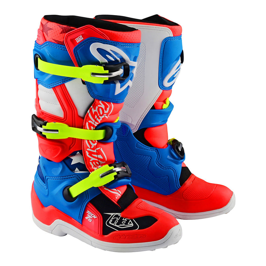 Troy Lee Youth Alpinestars Tech 7S MX Boot Solid Rocket Red / White / Blue